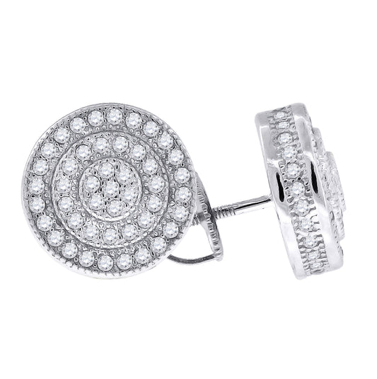 Sterling Silver Or Yellow-Tone Womens Cubic Zirconia Round Stud Earrings
