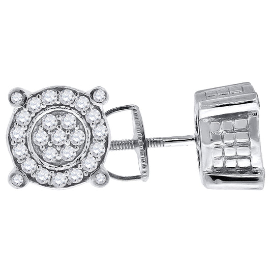 Sterling Silver Or Yellow-Tone Womens Cubic Zirconia Round Stud Earrings