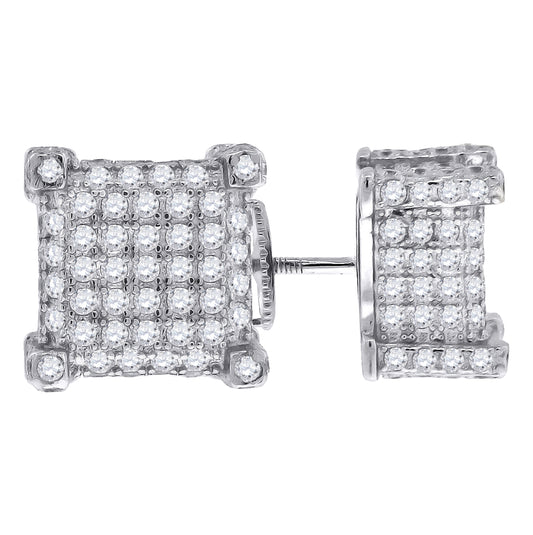 Sterling Silver Or Yellow-Tone Womens Cubic Zirconia Square Stud Earrings