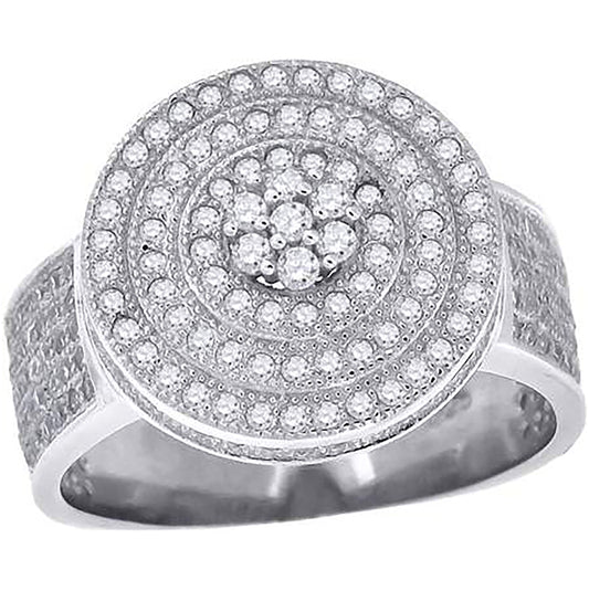 Sterling Silver Mens Cubic-Zirconia Round Head Fashion Bridal Anniversary Wedding Engagement Band Ring