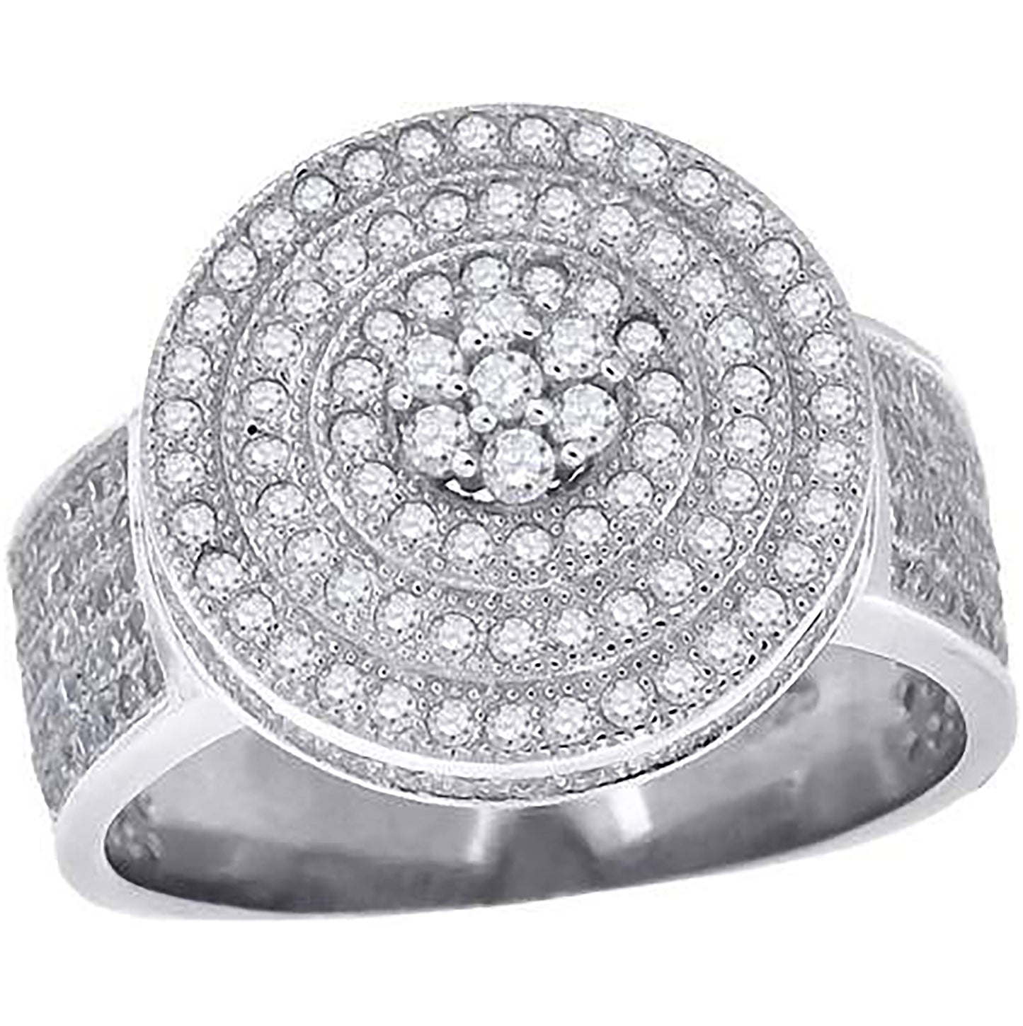 Sterling Silver Mens Cubic-Zirconia Round Head Fashion Bridal Anniversary Wedding Engagement Band Ring