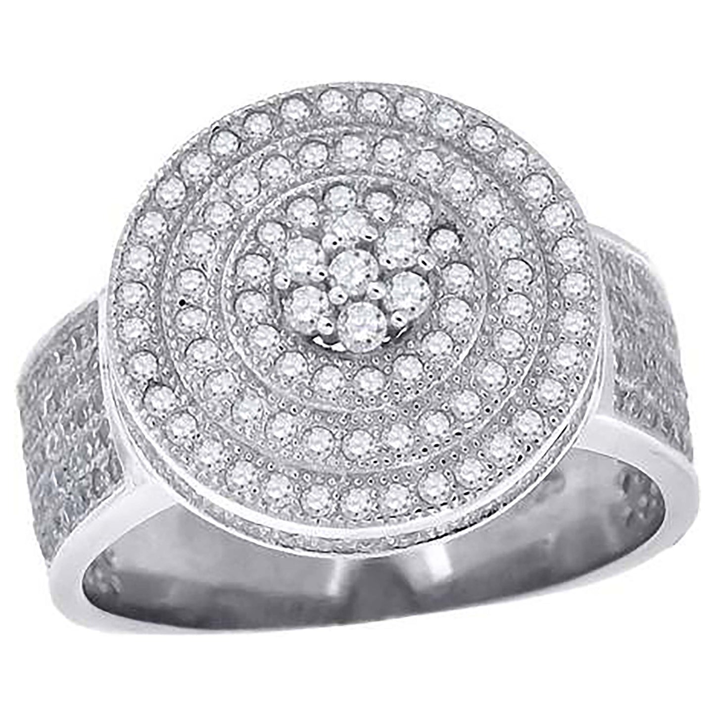 Sterling Silver Mens Cubic-Zirconia Round Head Fashion Bridal Anniversary Wedding Engagement Band Ring