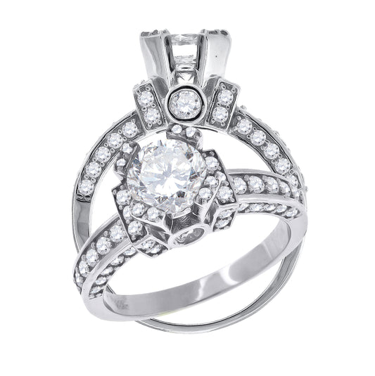Sterling Silver Women's Cubic Zirconia Bridal Anniversary Engagement Wedding Ring