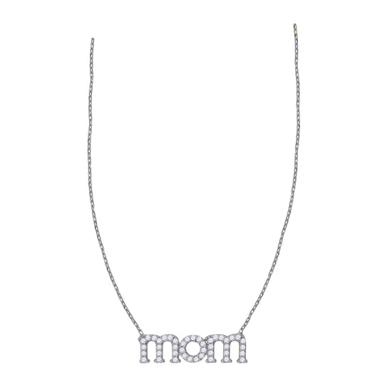 Sterling Silver Women Cubic Zirconia Rolo Link Mom Mother Child Necklace