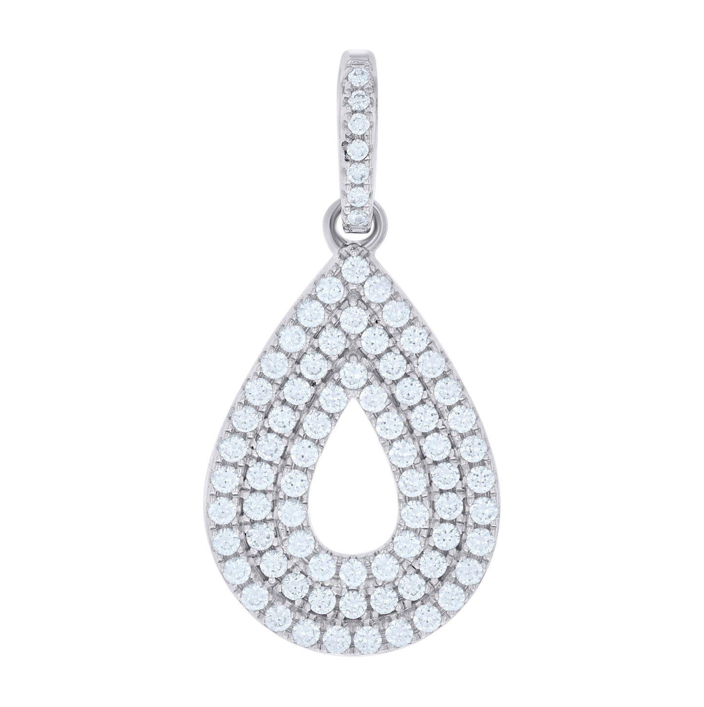 Sterling Silver Women Cubic-Zirconia Tear Drop Fashion Charm Pendant
