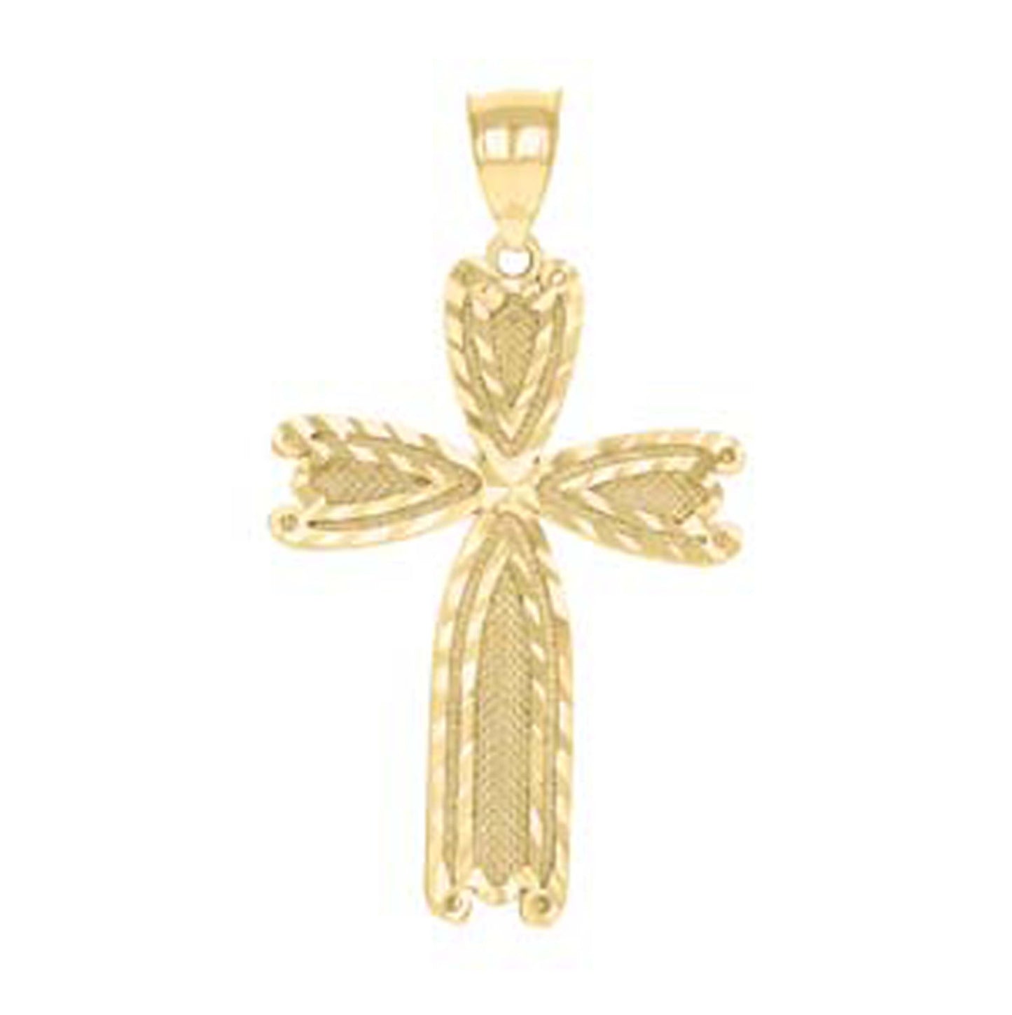 10K Yellow Gold Diamond-Cut Unisex Cross Religious Charm Pendant