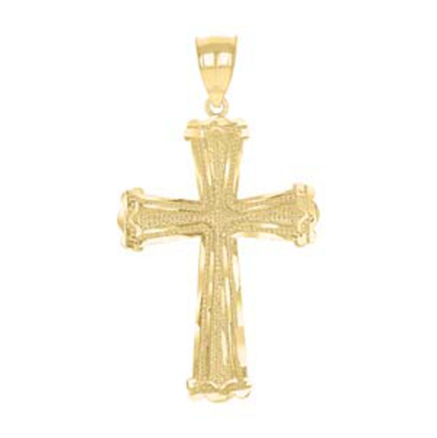 10K Yellow Gold Diamond-Cut Unisex Cross Religious Charm Pendant