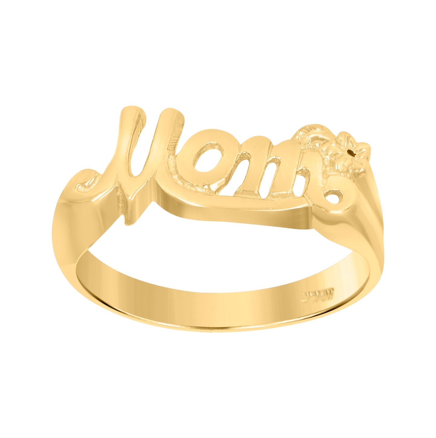 10K Two-Tone Gold Womens Mom Flower Ring Band
