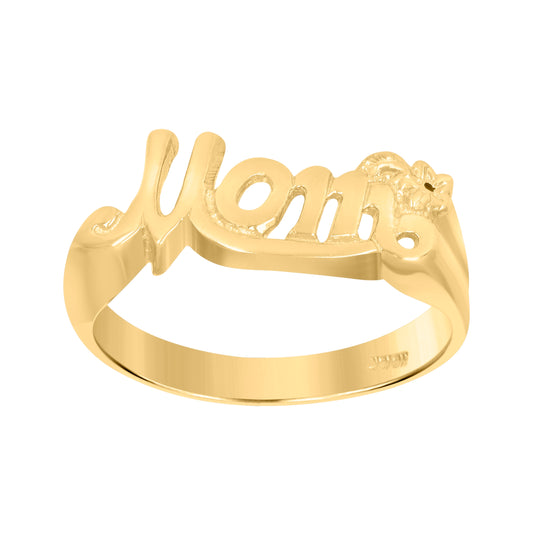 10K Two-Tone Gold Womens Mom Flower Ring Band