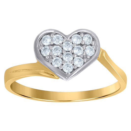 10K Two-Tone Gold Womens Cubic Zirconia Heart Ring