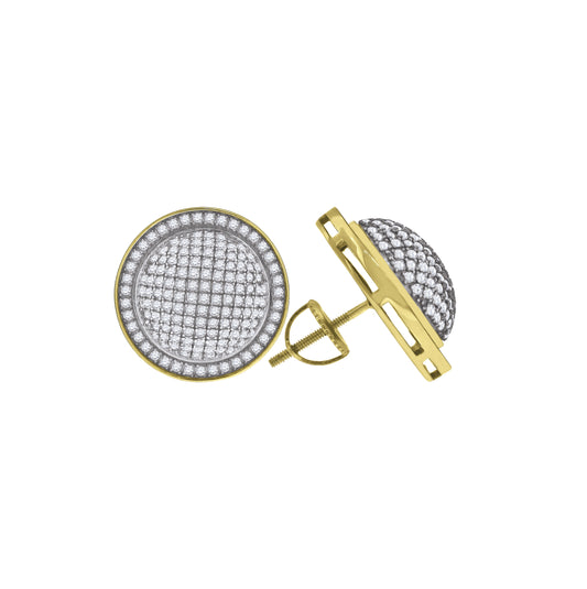 Sterling Silver Yellow-Tone Womens Cubic Zirconia Round Stud Earrings