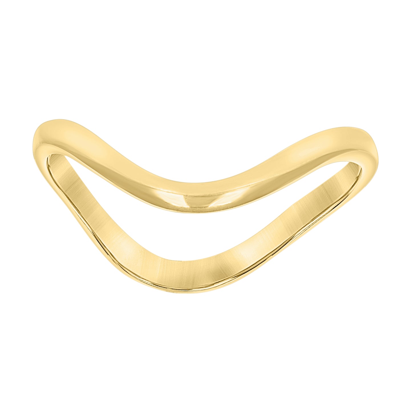 10K Yellow Gold Womens Polished Finish Curved Band Ring Size-7