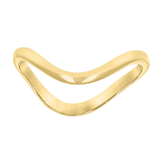 10K Yellow Gold Womens Polished Finish Curved Band Ring Size-7