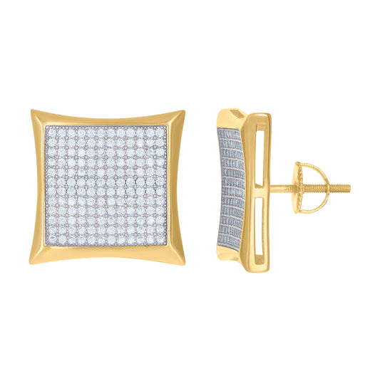 Sterling Silver Yellow-Tone Womens Cubic Zirconia Kite Stud Earrings