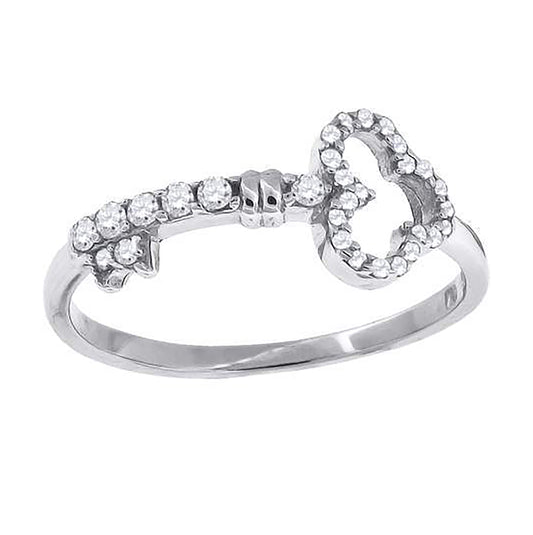 Sterling Silver Womens Cubic Zirconia Key Bridal Anniversary Wedding Engagement Band Ring