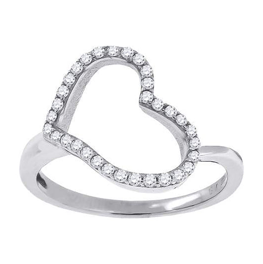 Sterling Silver Women's Cubic Zirconia Heart Bridal Anniversary Wedding Engagement Band Ring