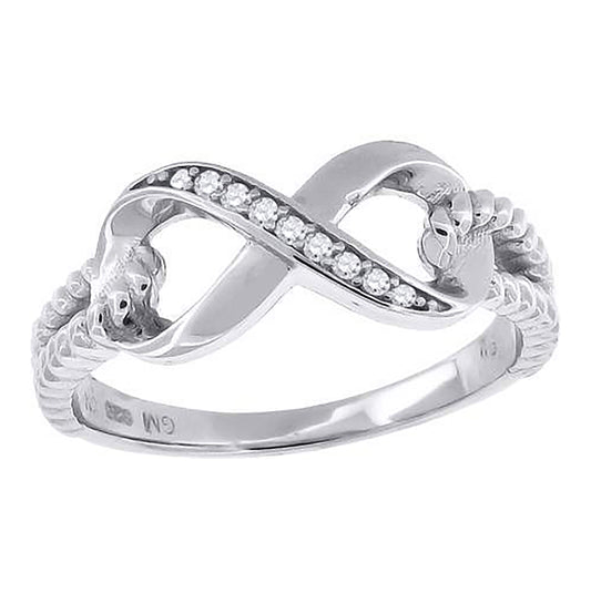 Sterling Silver Womens Cubic Zirconia Infinity Love Bridal Anniversary Wedding Engagement Band Ring