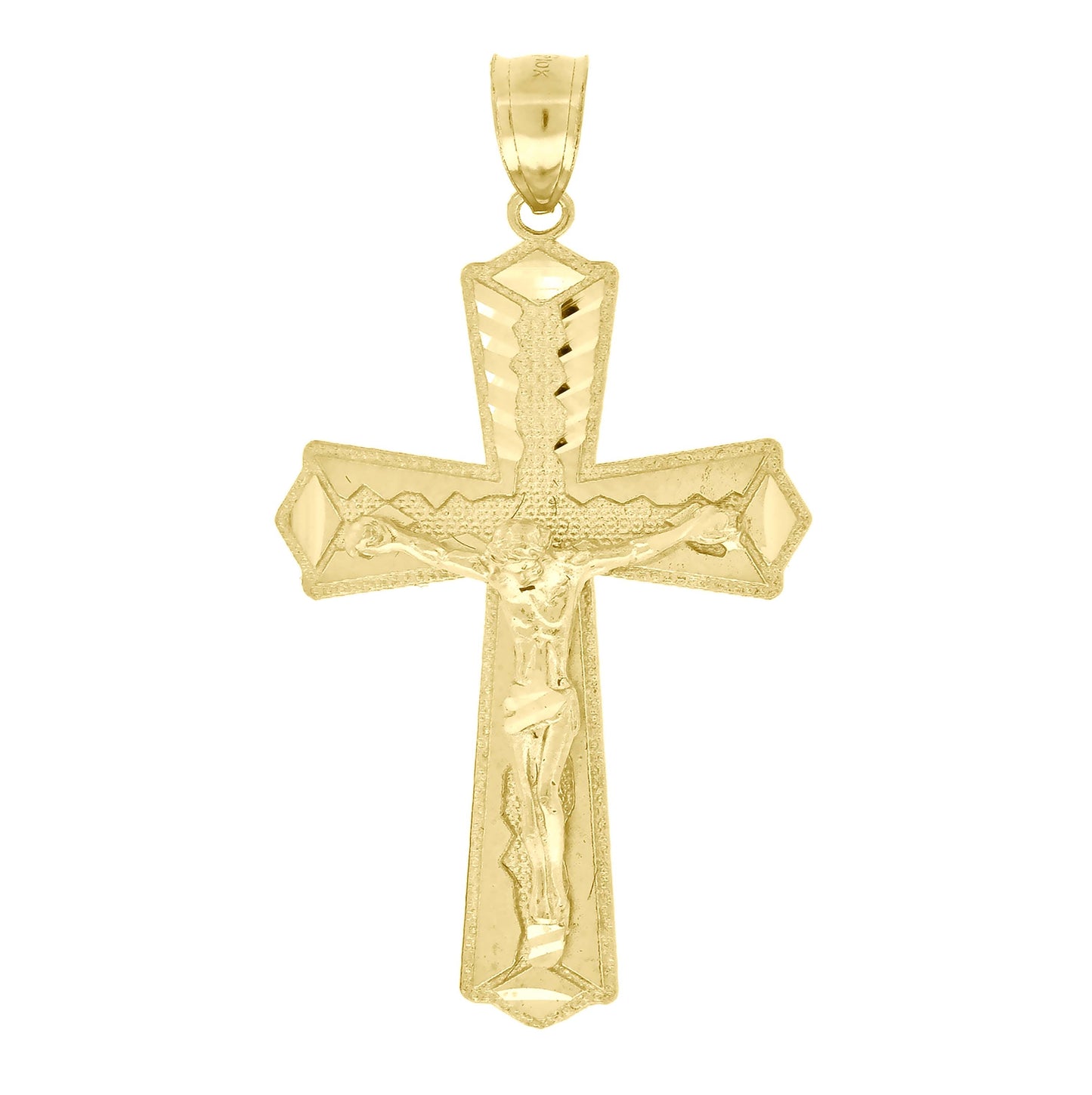 10K Yellow Gold Unisex Crucifix Cross Religious Charm Pendant
