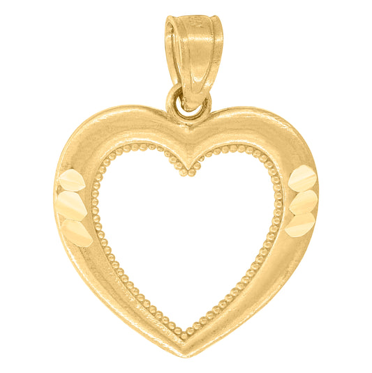 10K Yellow Gold Womens Open Heart Love Charm Pendant