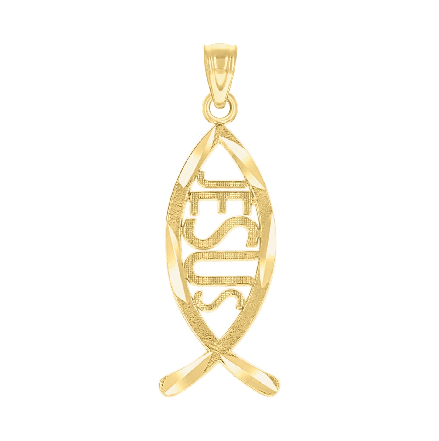 10K Yellow Gold Diamond-Cut Unisex Jesus Christian Religious Charm Pendant