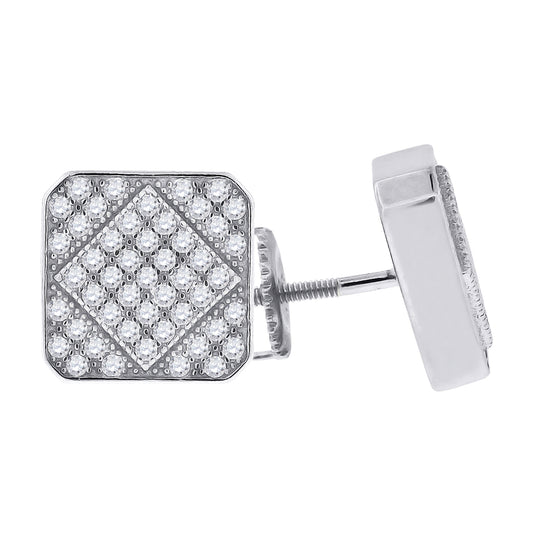 Sterling Silver Womens Cubic Zirconia Square Stud Earrings