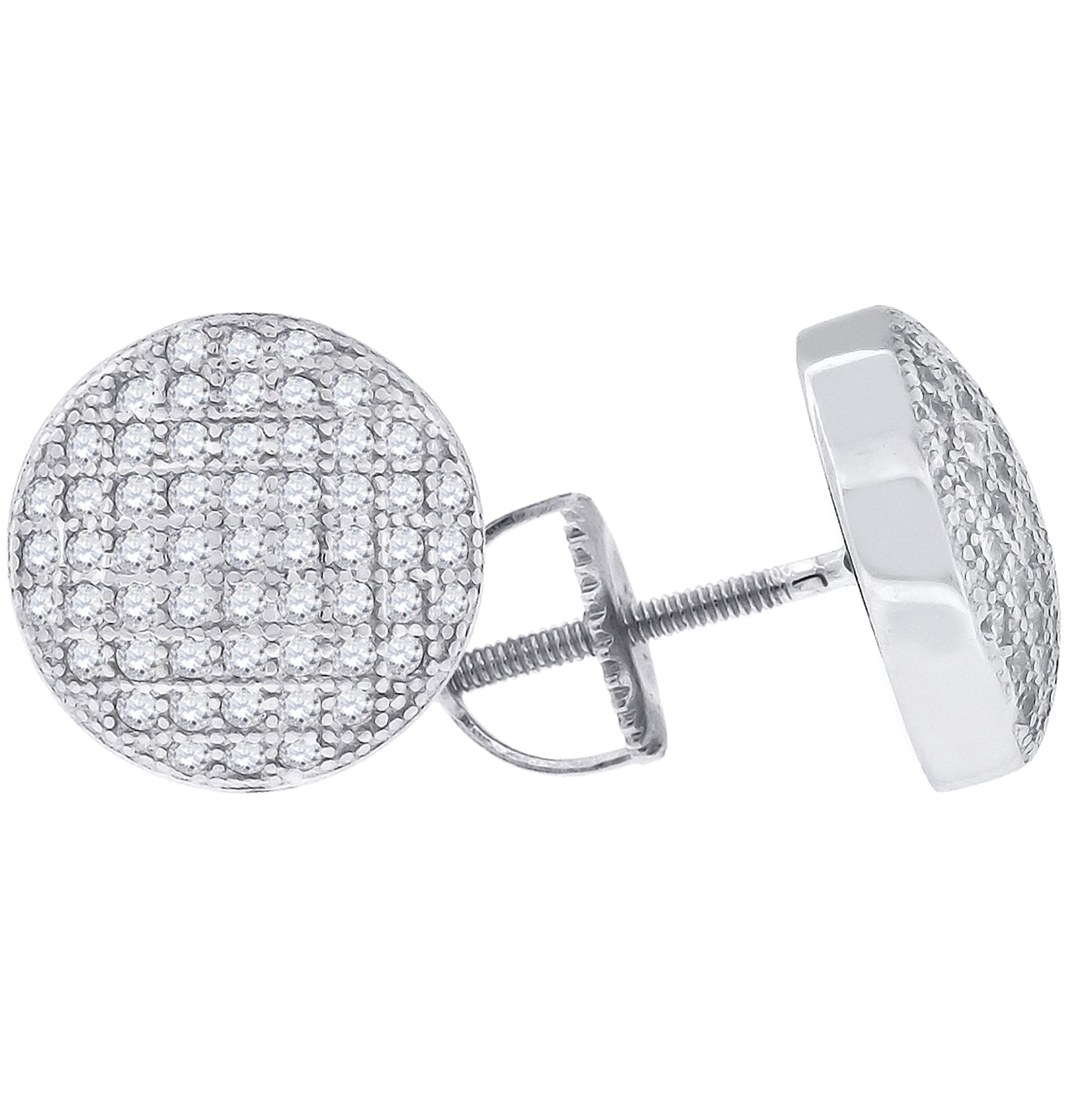 Sterling Silver Or Yellow-Tone Unisex Cubic Zirconia Round Stud Earrings