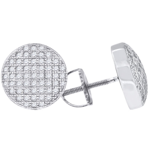 Sterling Silver Or Yellow-Tone Unisex Cubic Zirconia Round Stud Earrings