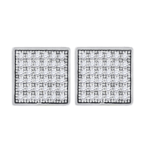 Sterling Silver Womens Cubic Zirconia Square Stud Earrings