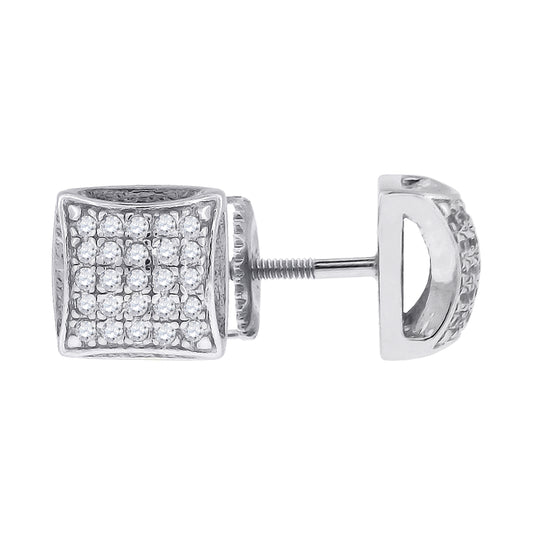 Sterling Silver Or Yellow-Tone Womens Cubic Zirconia Square Stud Earrings