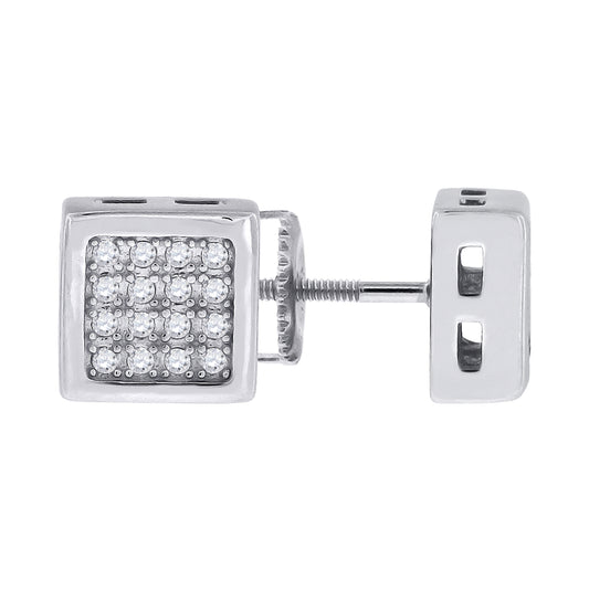 Sterling Silver Womens Cubic Zirconia Square Stud Earrings