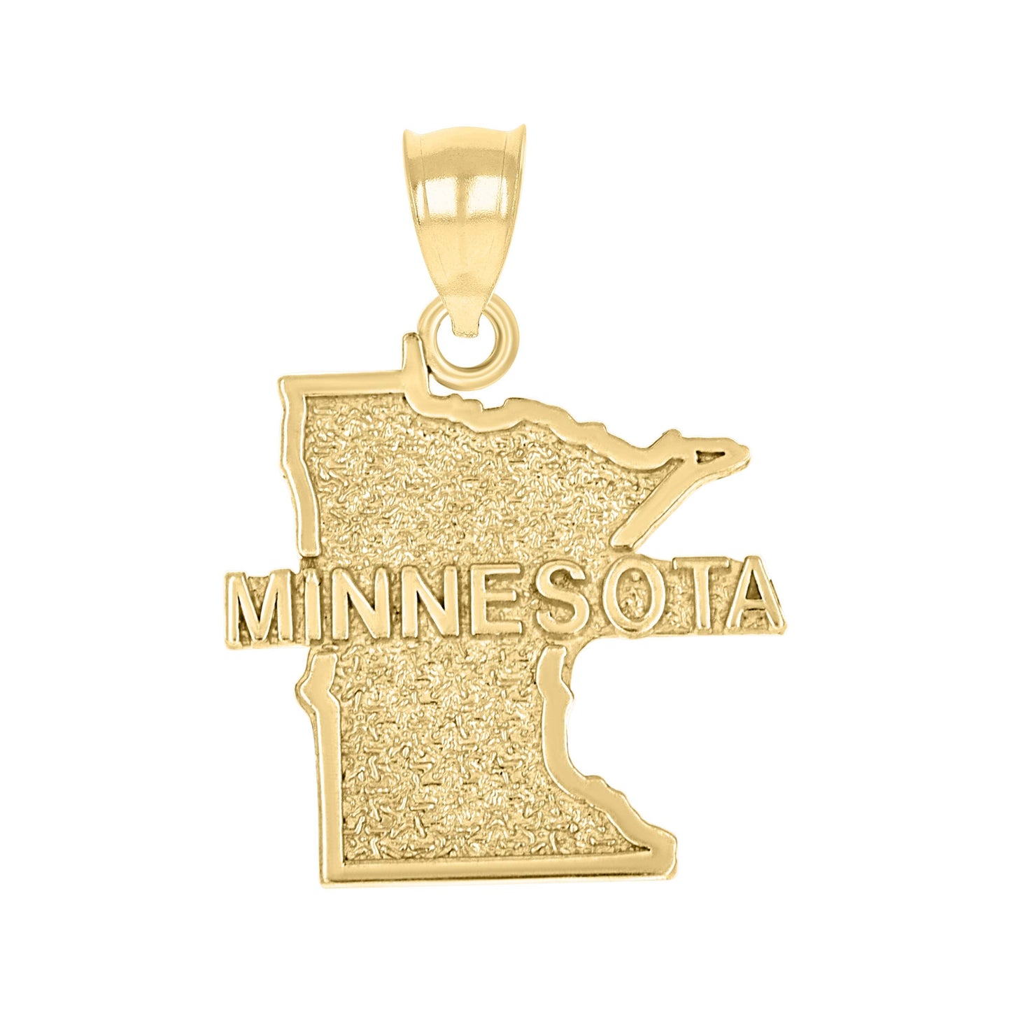 10K Yellow Gold Textured State Map Charm Pendant