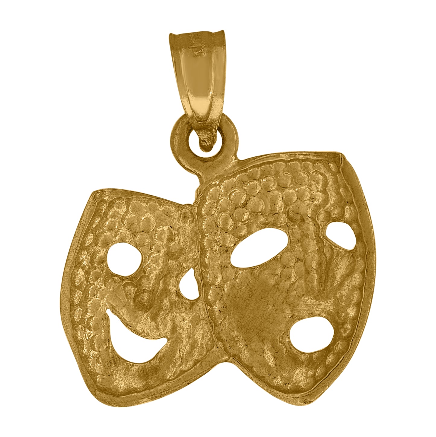 10K Yellow Gold Unisex Face Masks Charm Pendant