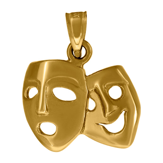 10K Yellow Gold Unisex Face Masks Charm Pendant