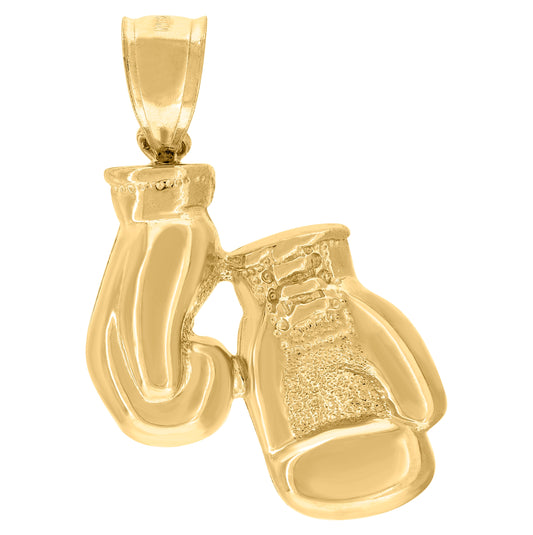 10K Yellow Gold Mens Boxing Glove Sports Charm Pendant