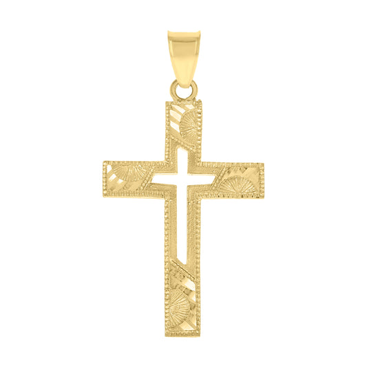 10K Yellow Gold Unisex Cross Religious Charm Pendant
