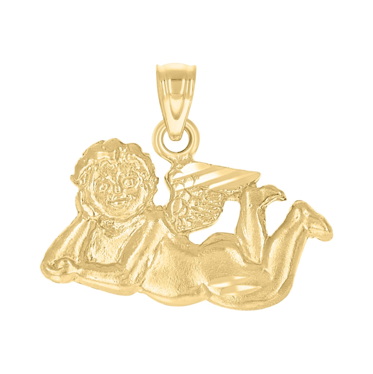 10K Yellow Gold Unisex Cupid Angel Religious Charm Pendant