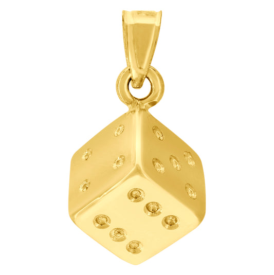 10K Yellow Gold Mens Dice Gambling Charm Pendant