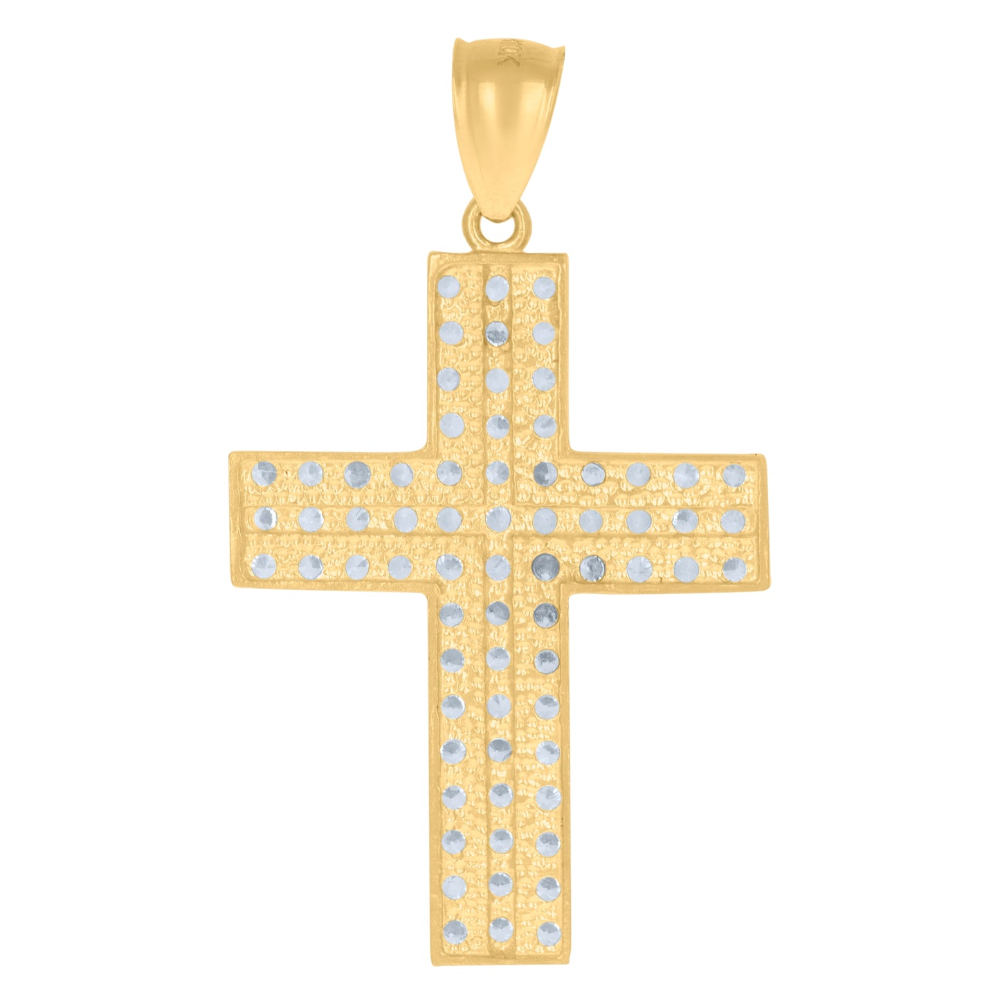 10K Yellow Gold Mens Cubic-Zirconia Cross Religious Charm Pendant