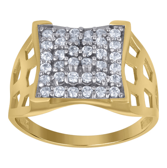 10K Two-Tone Gold Mens Cubic Zirconia Engagement Ring