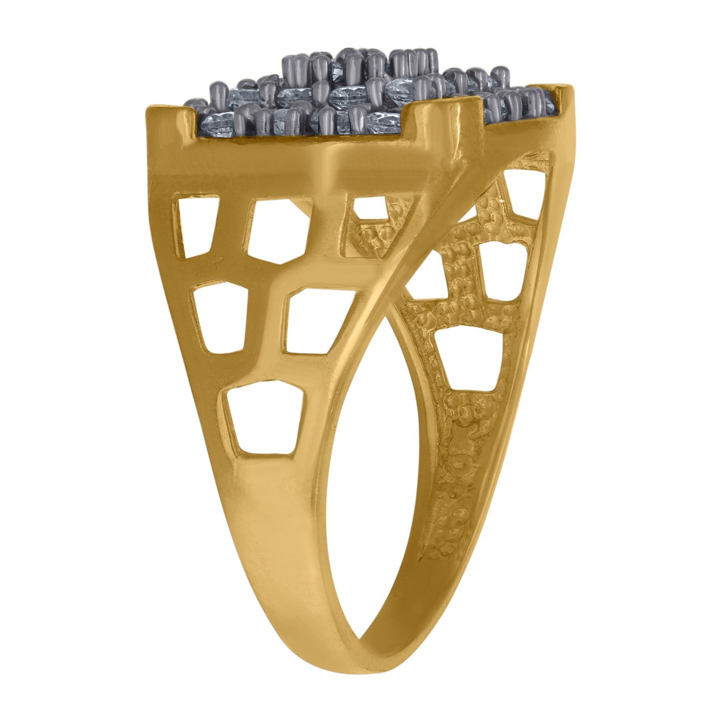10K Two-Tone Gold Mens Cubic Zirconia Cubic-Zirconia Cluster Ring
