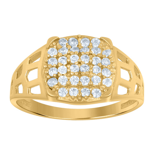 10K Two-Tone Gold Mens Cubic Zirconia Engagement Ring
