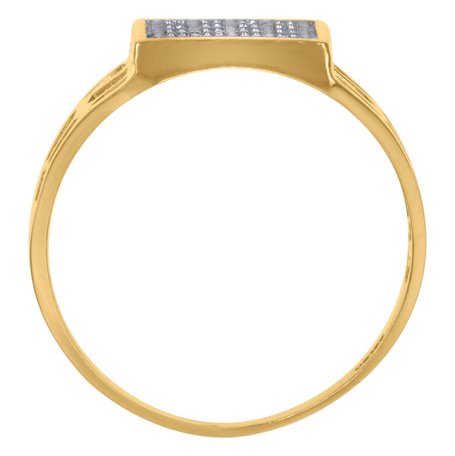 10K Two-Tone Gold Mens Cubic Zirconia Cubic-Zirconia Cluster Square Ring