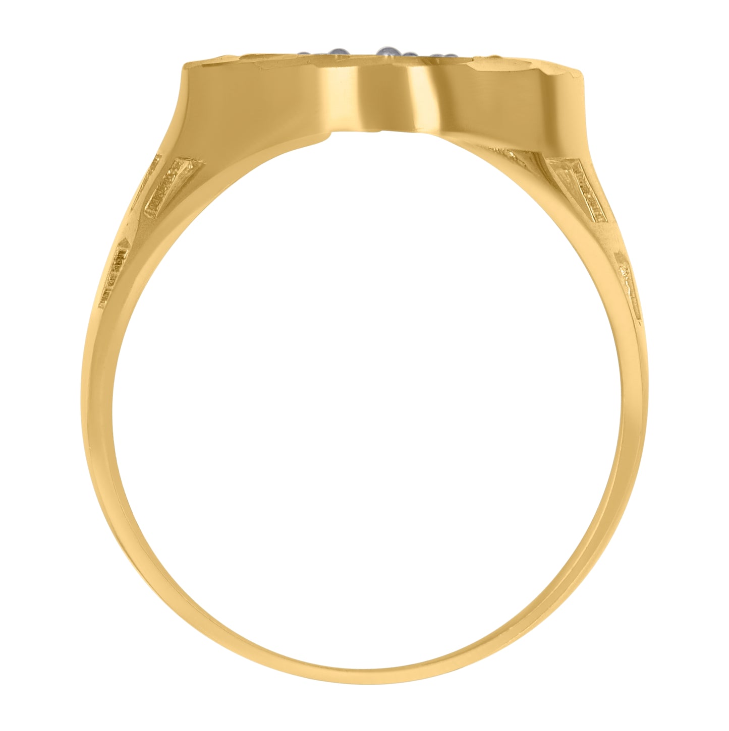 10K Two-Tone Gold Womens Cubic-Zirconia Oval Fashion Ring