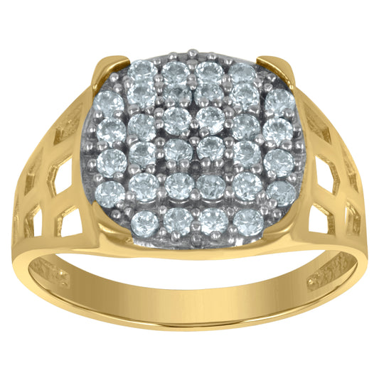 10K Two-Tone Gold Mens Round Cubic Zirconia Engagement Ring