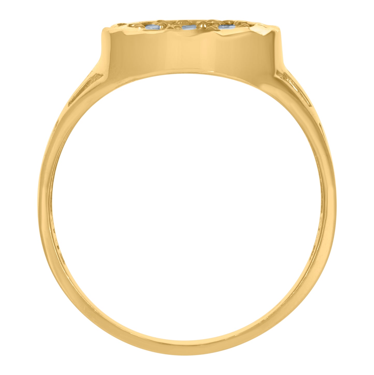 10K Two-Tone Gold Mens Round Cubic Zirconia Diamond Cut Oval Engagement Ring