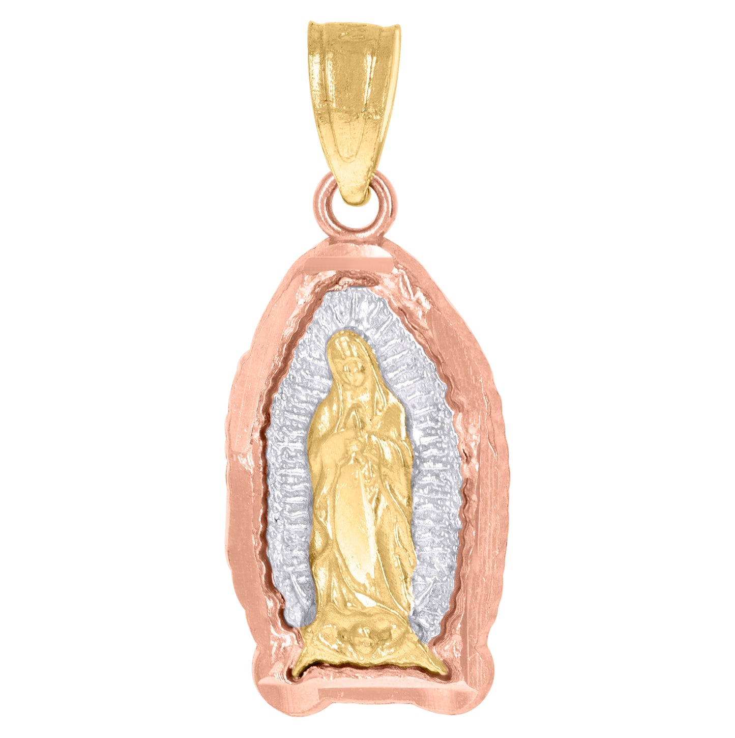 10K Two-Tone Gold Unisex Lady Of Guadalupe Religious Charm Pendant