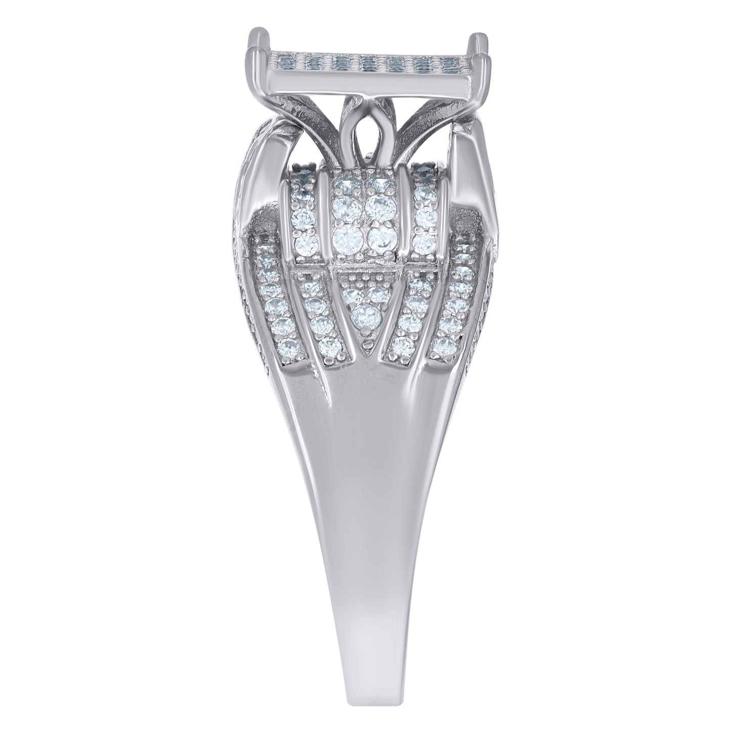 Sterling Silver Men's Cubic-Zirconia Square Head Fashion Bridal Anniversary Wedding Engagement Band Ring