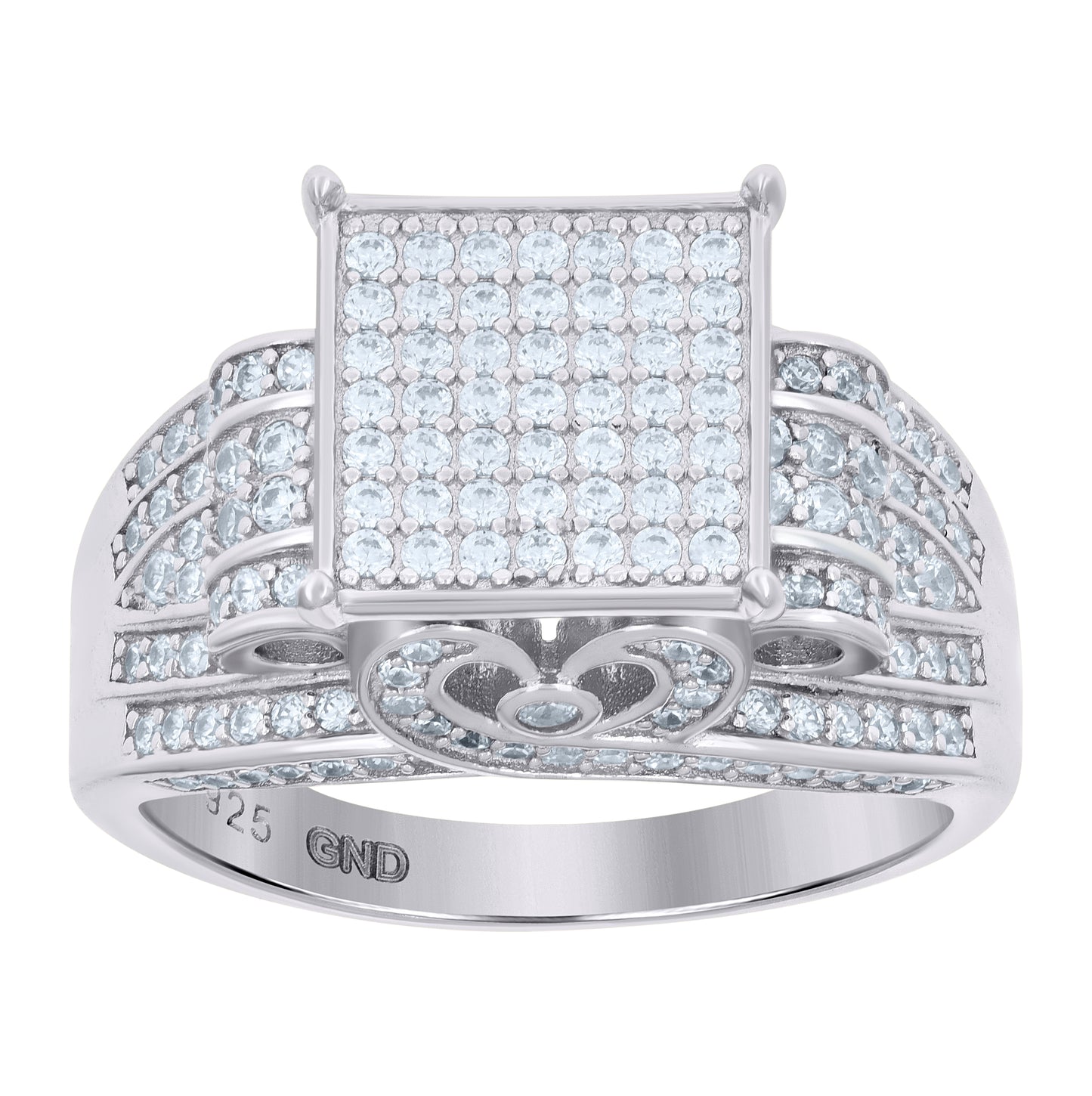 Sterling Silver Men's Cubic-Zirconia Square Head Fashion Bridal Anniversary Wedding Engagement Band Ring