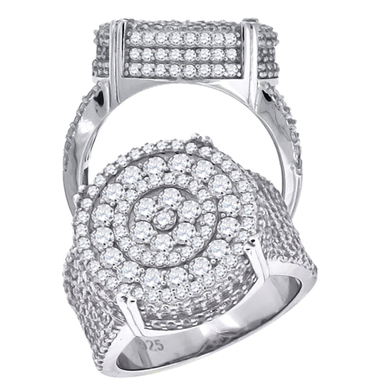 Sterling Silver Men's Cubic-Zirconia Round Head Fashion Bridal Anniversary Wedding Engagement Band Ring