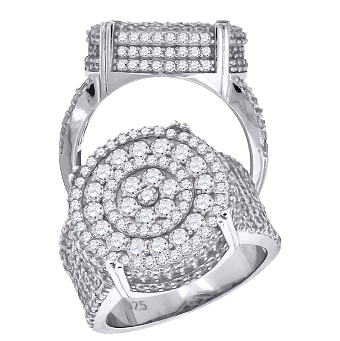 Sterling Silver Men's Cubic-Zirconia Round Head Fashion Bridal Anniversary Wedding Engagement Band Ring